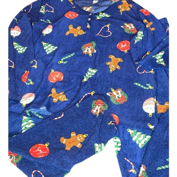 Christmas Holiday Pajama Set Large Gingerbread Ornament Tree Lounge Top Bottom - Picture 3 of 13